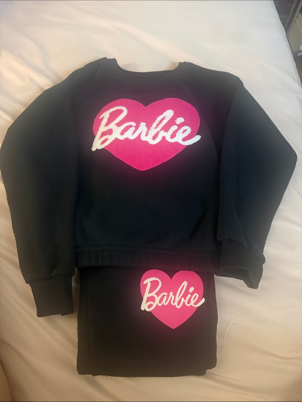 Barbie Black Set with Hot Pink Heart and White Script